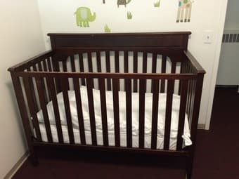 Wood crib + mattress for $100, pack n play for $50 (mattress for $30) 1