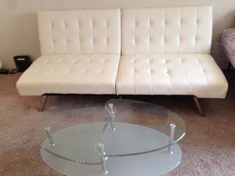 Moving sale: futon, coffee table, dining table set 2