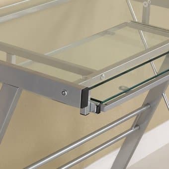 Walker Edison 3-Piece Contemporary Silver Glass Desk $70 OBO 2