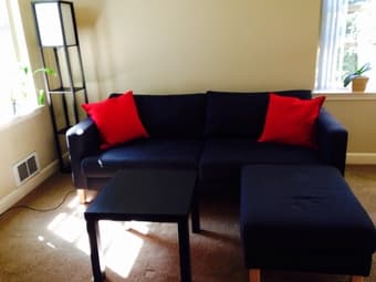 furniture: sofa, bed for two, bunkbed, 2 shelves, dining table, chairs 1