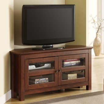 44" Brown Wood Corner TV Stand - $75 1