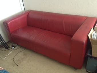Red IKEA leather couch for $20 (NEEDS TO GO BY TOMORROW NIGHT) 2