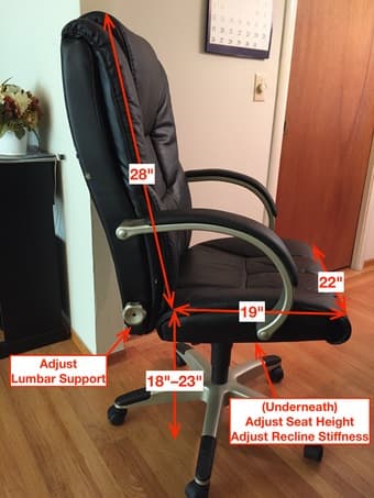 Ergonomic Executive Chair (Black Leather, Lumbar Support) - $80 2