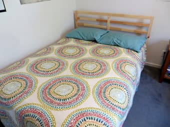 Full-sized bed frame, mattress, and bedding $400 OBO 3