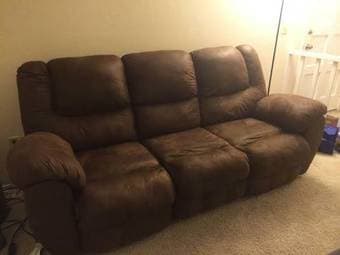 Ashley Microfiber Couch with Recliner - No pets, No smoking $280 2