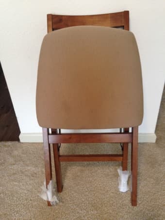 Four(4) brown wood dining chairs with cushion seat - only $25 each 2