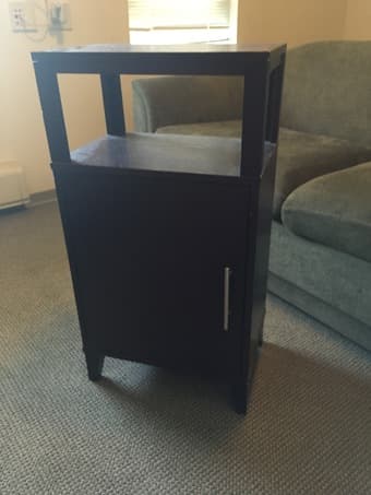 Nightstand / cabinet with door and shelf, dark wood 1