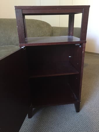 Nightstand / cabinet with door and shelf, dark wood 2