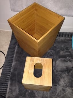 Bamboo Bathroom Tissue Holder & Trash Can $7 1
