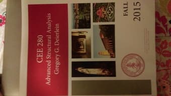 CEE 280 Advanced Structural Analysis book 1