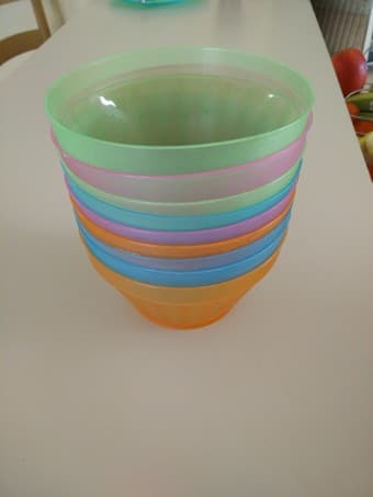 10 plates ($5) + assorted matching bowls ($5) 1