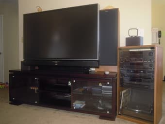 Stereo Sony, TV JVC 55", Solid wood TV stand 1