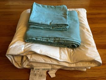 Down Comforter, queen size, IKEA, with Duvet Cover Set-- $50 1