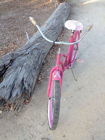 $70 1 speed pink Huffy Cranbrook bike, oiled up, works great! 2