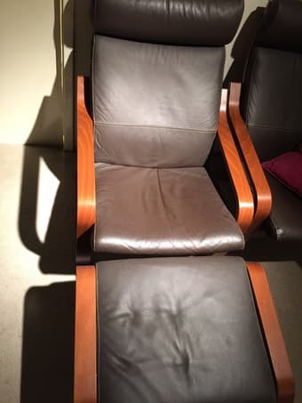 2 Dark Brown Leather POÄNG Chairs from IKEA, $99 each OBO 1