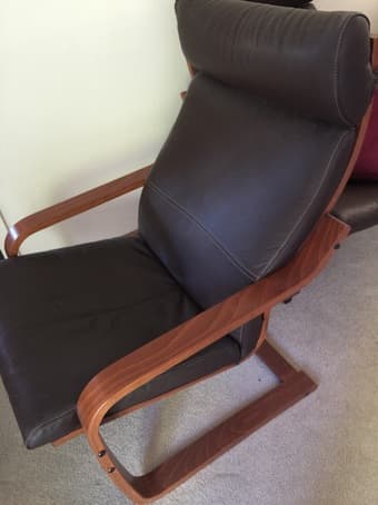2 Dark Brown Leather POÄNG Chairs from IKEA, $99 each OBO 3