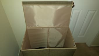 Double Hamper Laundry Sorter with Magnetic Lid Closure - $20 2