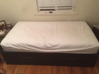 $150 - Twin bed mattress and frame with storage 1
