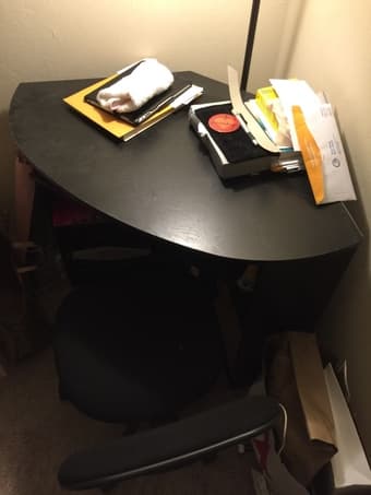 slow cooker $30 room divider $40 corner desk with chair $50 1