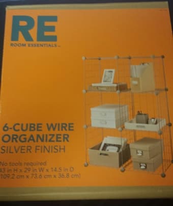 SELLING: 6 sube wire organizer w/ 6 fabric cubes. $30 OBO 1