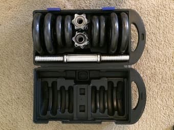 Selling adjustable dumbbell set $35 obo 1