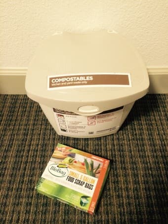 Compost bin and biodegradable bags - $5 1