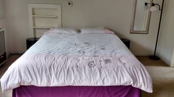 $120 OBO - Queen bed frame and mattress in good condition 1