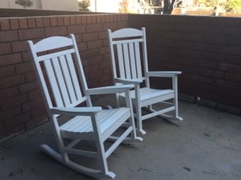 Coffee table, Patio rocking chairs, reading lamp. 1