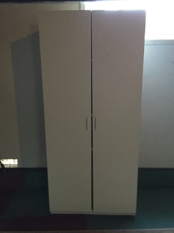 $290 - 2 white wooden storage units 2