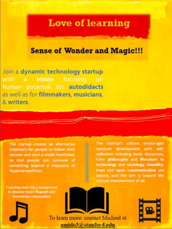 Join dynamic startup: love of learning, humility & support artists 1