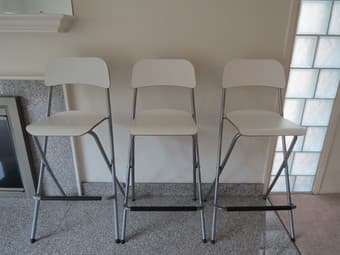 Wood Desk, chairs, Stools 3