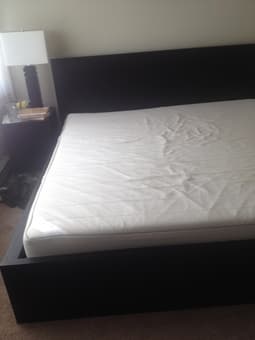 $200 Sultan Finnvik-- California King Mattress and bed frame (black). 1