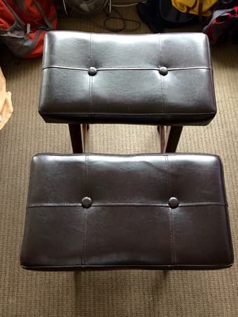 Dark cherry wood and faux leather car stools (2) - $40 for the pair 2