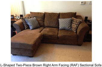 Two-Piece Brown Sectional Sofa with Chaise For Sale! - $75 3