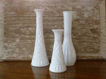 Vintage Milk Glass Bud Vases $30 1