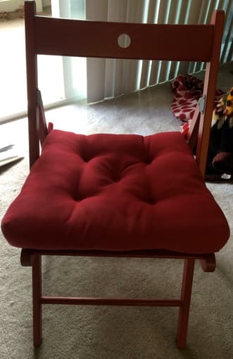 IKEA outdoor charming red chair + pillow (2x) 1
