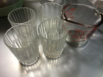 Measuring cup, custard cups, glasses, vase, light bulbs (Moving sale) 3