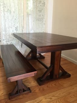 Wooden Dining Table (Expandable!) and Bench FOR SALE - $600 for set 2