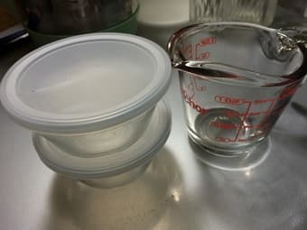 Measuring cup, custard cups, glasses, vase, light bulbs (Moving sale) 2