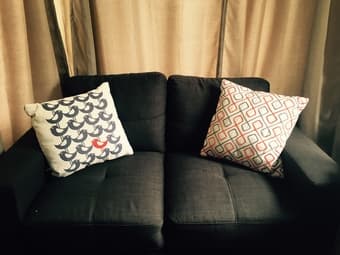 Grey Loveseat with decorative pillows - $180 1
