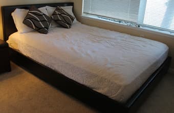 Queen bed (bedframe + mattress) 1