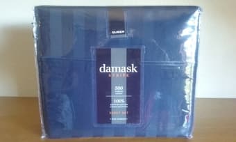 Linens Damask	Blue Stripes/Queen 100% Cotton. NEW!-> $20 1