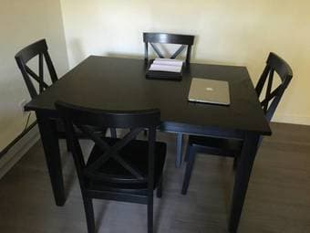 Hoot Judkins Real Wood Table and 4 Chairs - $300 1