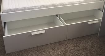 Full size Ikea BRIMNES bed frame and MEISTERVIK foam mattress $350 2