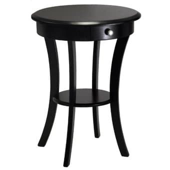 Winsome Wood Round Table with Drawer and Shelf, Black 1