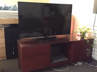 TV Stand, High Quality Solid Wood with Glass Accents - $80 3