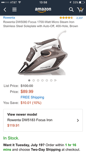 Top Rated (#2 on Amazon) Iron from Amazon 1