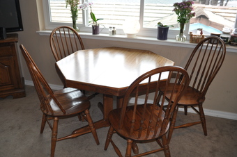 Dining Room Table with 5 Chairs and Removable Center Insert- $150 2