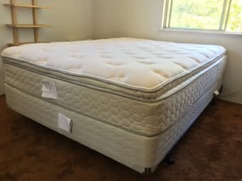 Posturepedic Queen size mattress ($150) and bed frame ($30) 1