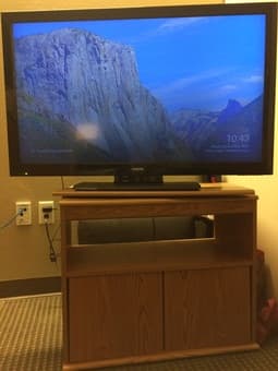 moving sale- shelves, rug, guitar, tv, tv stand, fan, iron, ski gear 2